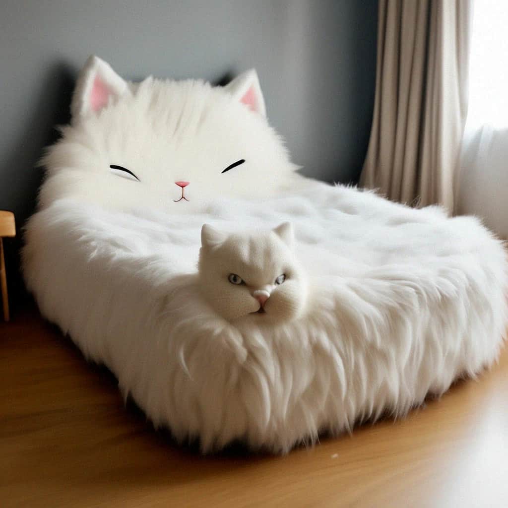 تصویر 1 از پتو خزدار طرح گربه فانتزی با الیاف سبک و قابل شست‌ و شو